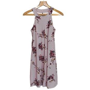 Three Pink Hearts floral, striped sleeveless dress. Women’s size Medium